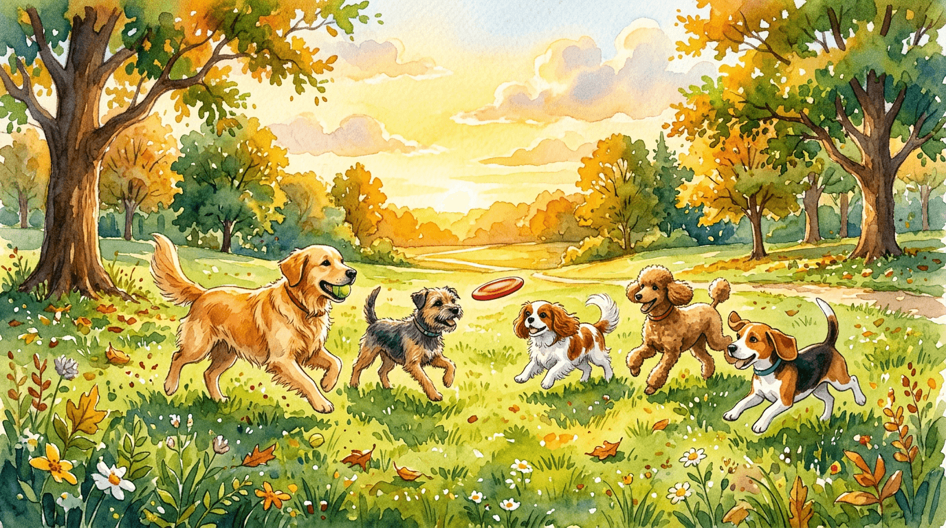 Dogs playing in park